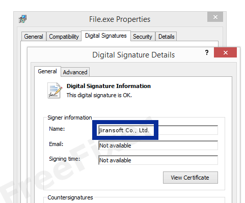Screenshot of the Jiransoft Co., Ltd. certificate